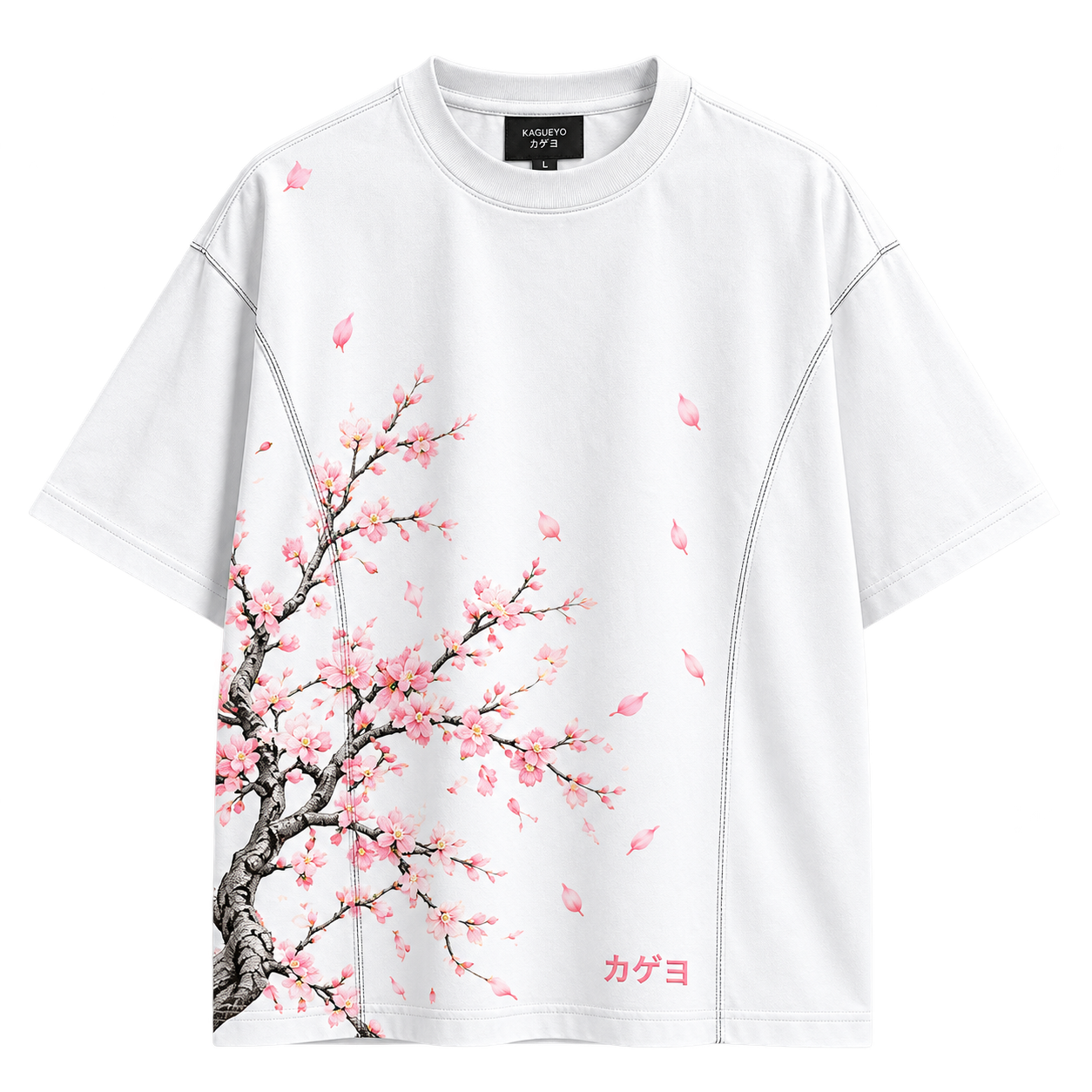 Vue avant du T-shirt Sakura Kagueyo blanc